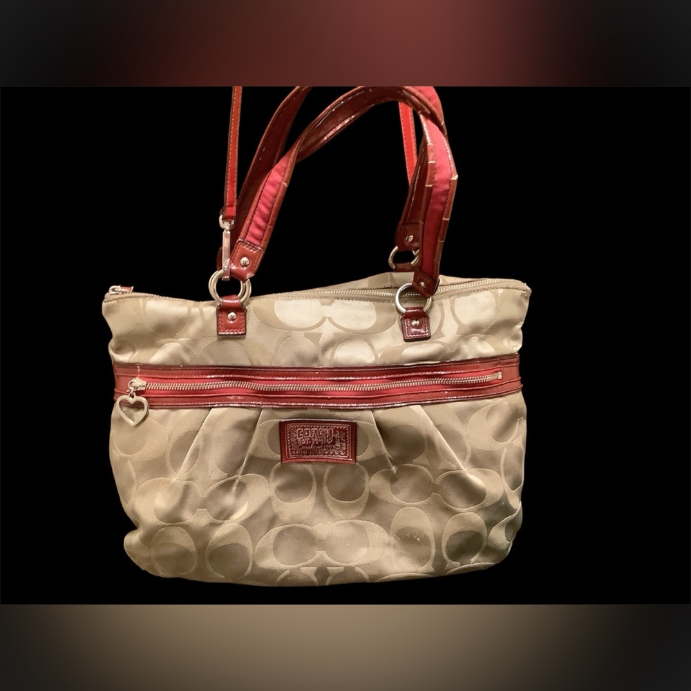 Vintage Coach Tan and Red Signature Shoulder Bag. 1941 collection. Gently used.